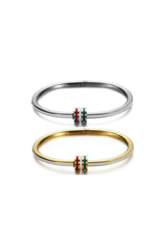 Elegant Silver Pavé Bangle