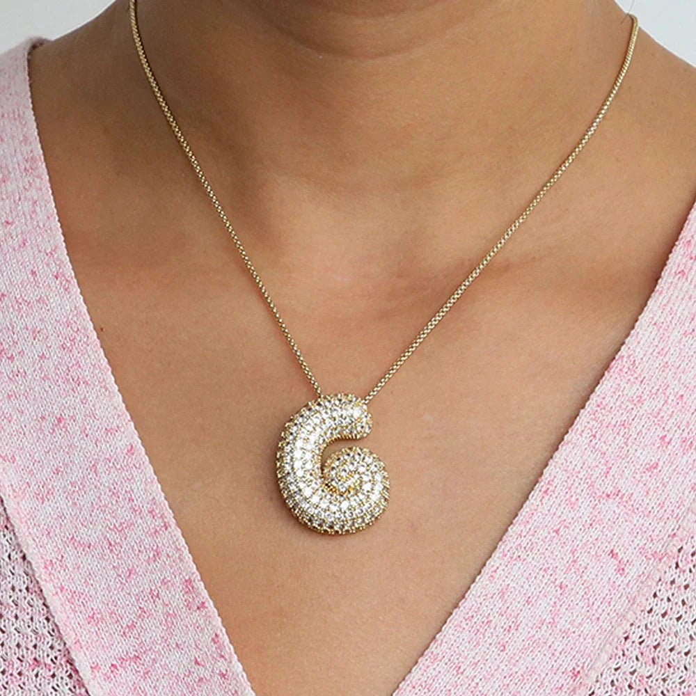 Bubble Alphabet - S/Steel Rope Chain Necklace