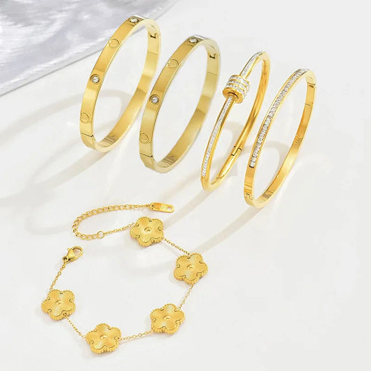 Gold Plated Waterproof Zircon Bangles