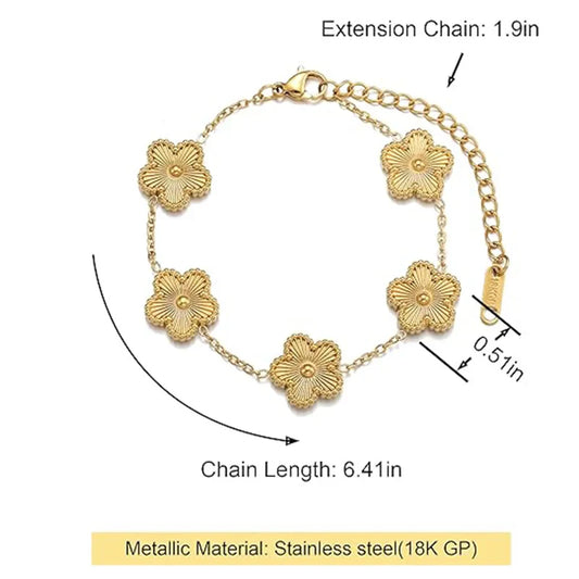 Gold Plated Gold 5 Clover Bangle Set
