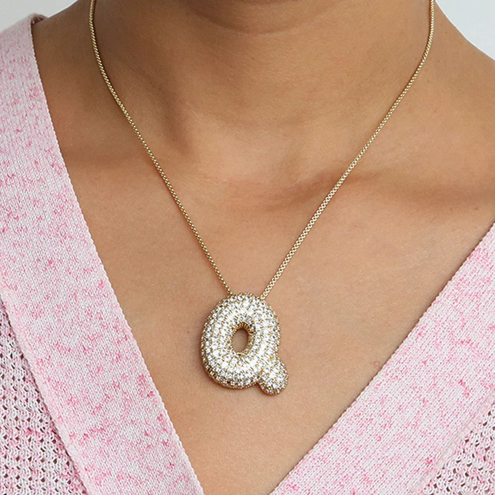 Bubble Alphabet - S/Steel Rope Chain Necklace