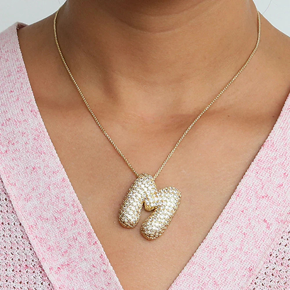 Bubble Alphabet - S/Steel Rope Chain Necklace