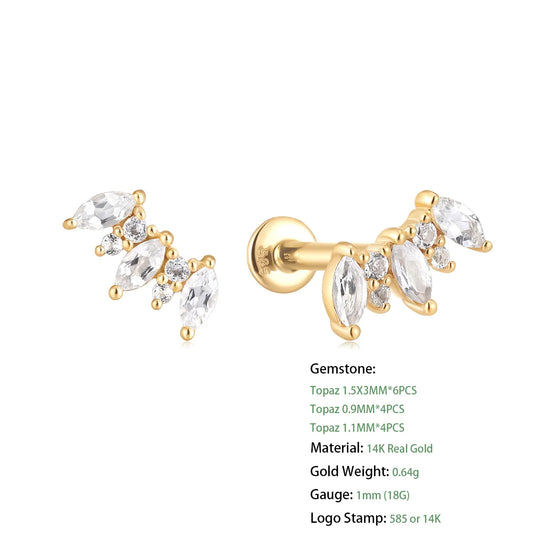 Topaz Wing |14K Solid Gold Earrings