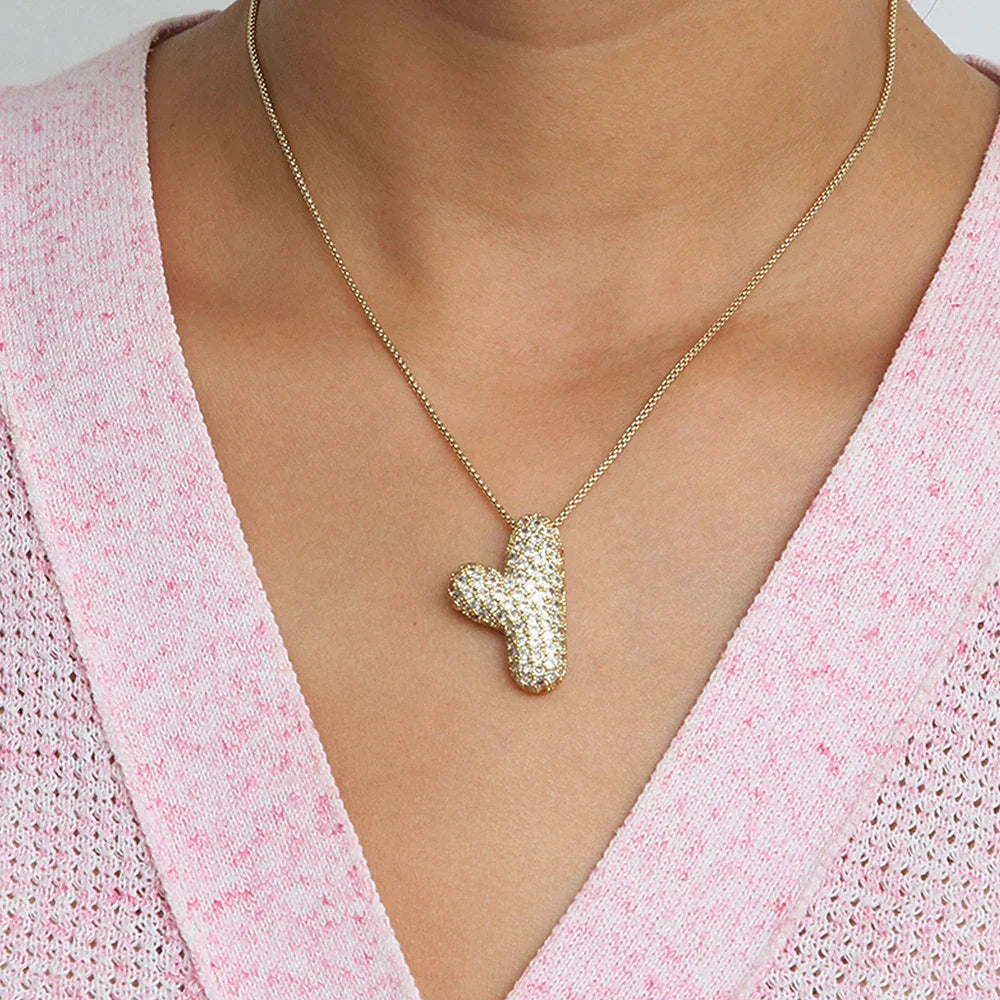 Bubble Alphabet - S/Steel Rope Chain Necklace