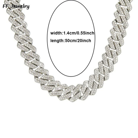 Unisex Silver/ Gold 18/20/24 inch Pave Cuban Link Chain