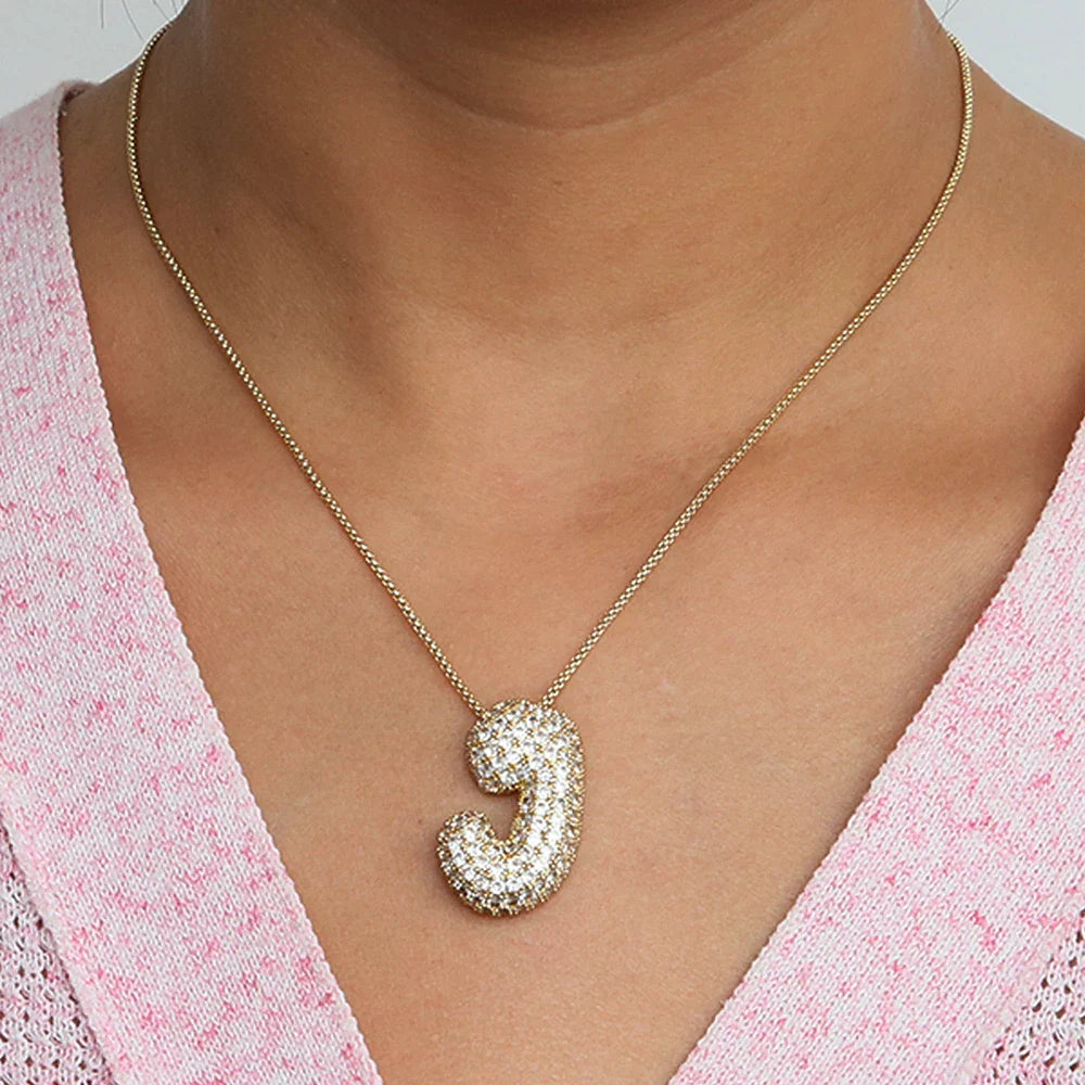 Bubble Alphabet - S/Steel Rope Chain Necklace