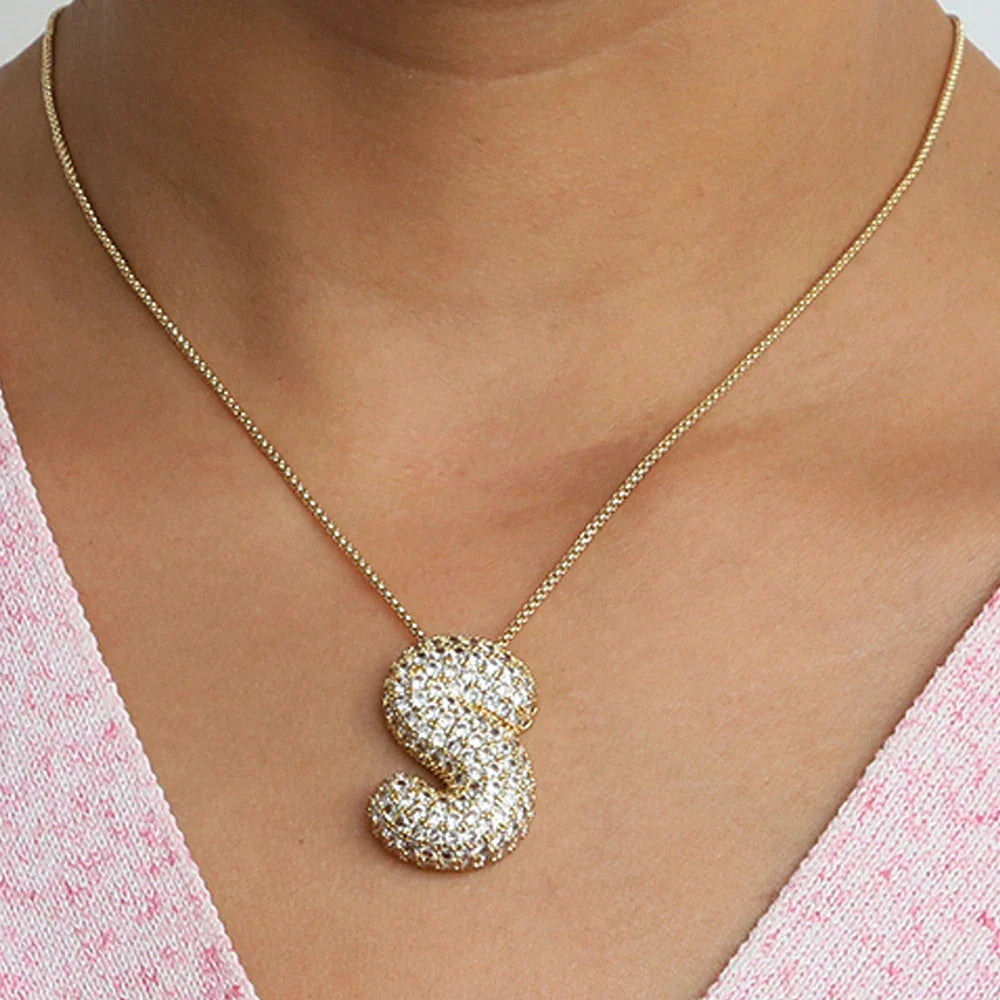 Bubble Alphabet - S/Steel Rope Chain Necklace