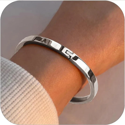 Unisex Silver 18K Gold Plated Oval Bangle