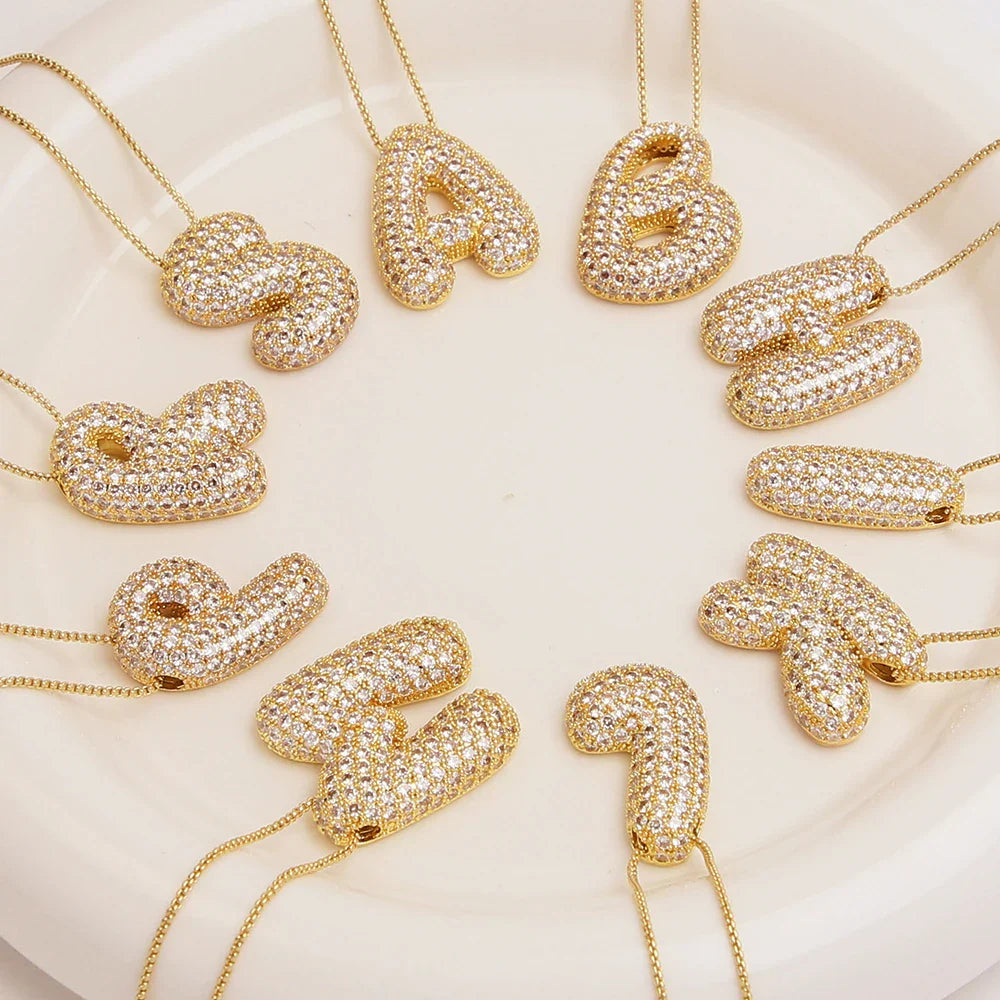 Bubble Alphabet - S/Steel Rope Chain Necklace