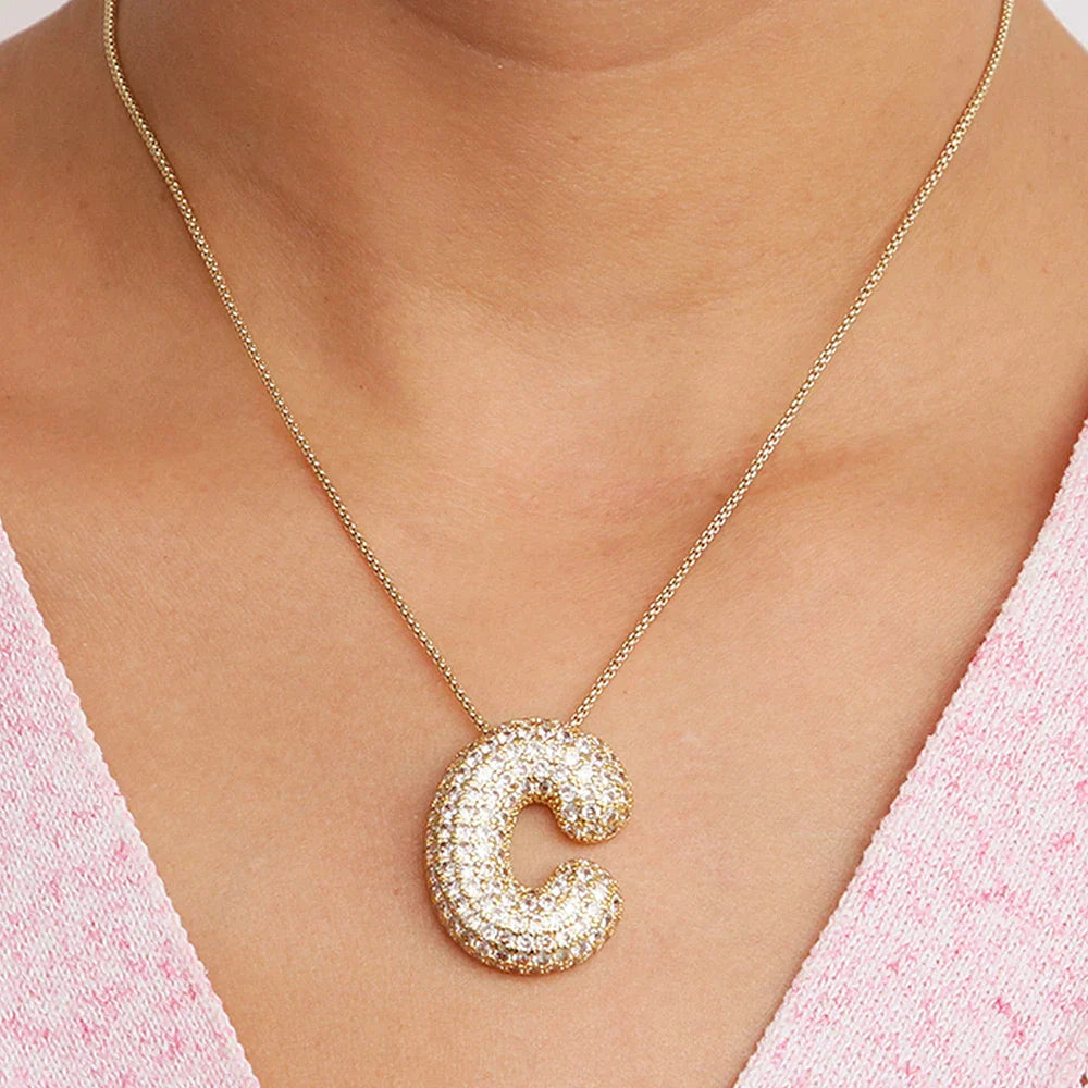 Bubble Alphabet - S/Steel Rope Chain Necklace