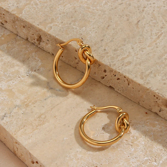Knot Hoop Earrings|18K Gold Plated