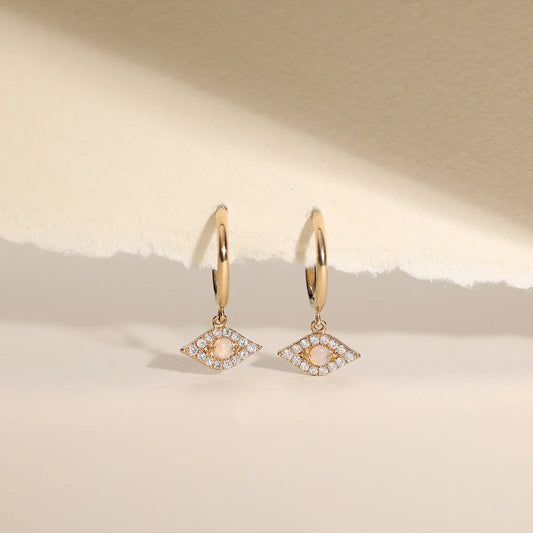 Evil Eye Earrings|14k Solid Gold