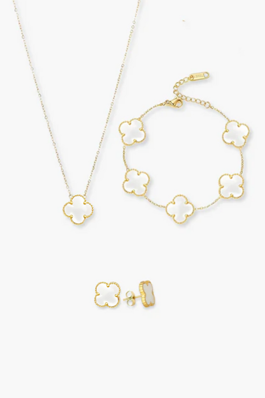 QTPI BLING Elegant 3 Piece Jewellery Set in White