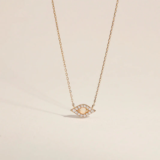 Evil Eye Diamond |14k Solid Gold Necklace