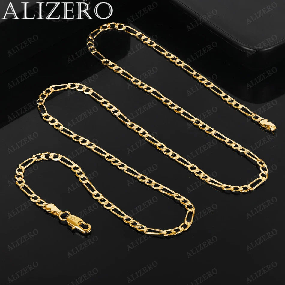 Unisex 18K Gold 4MM Figaro Chain