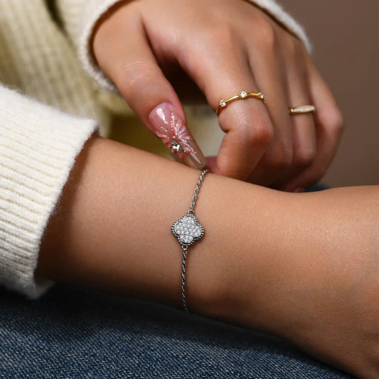 Clover Moissanite Bracelet |925 Sterling Silver
