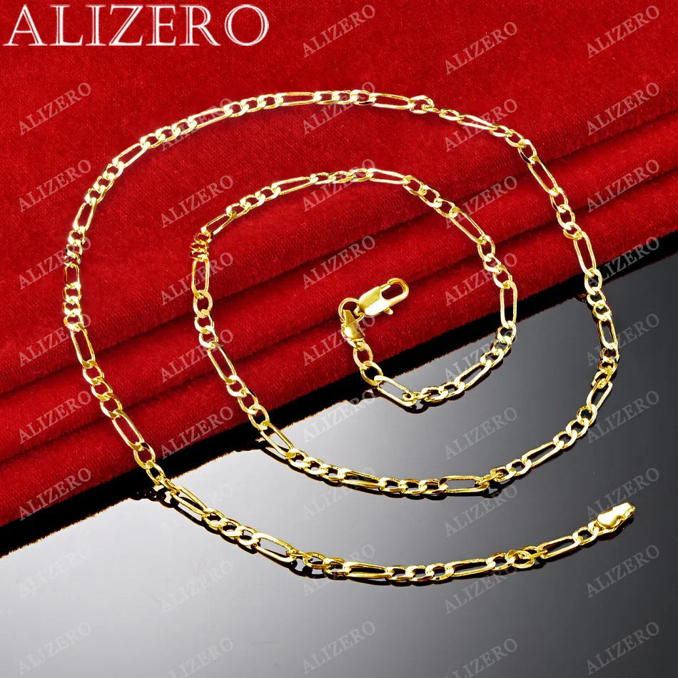 Unisex 18K Gold 4MM Figaro Chain