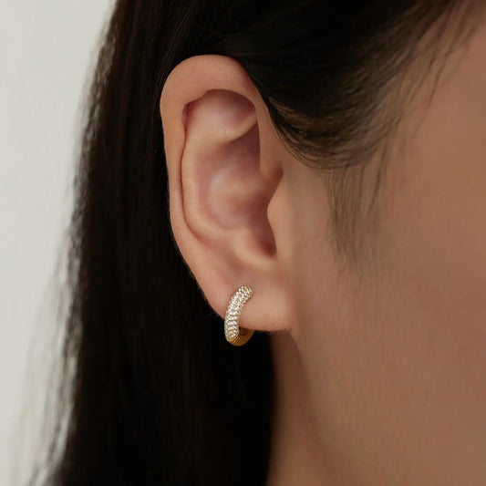 Glimmer Hoop Earring |14k Gold Plated 925 Sterling Silver
