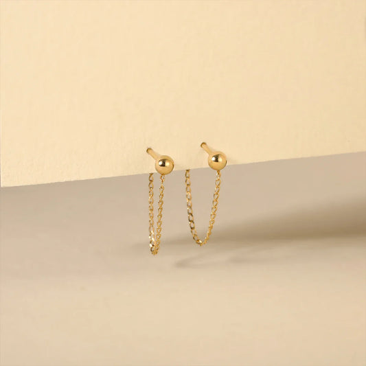Long Drop Tassel Earrings |14K Solid Gold