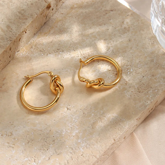Knot Hoop Earrings|18K Gold Plated