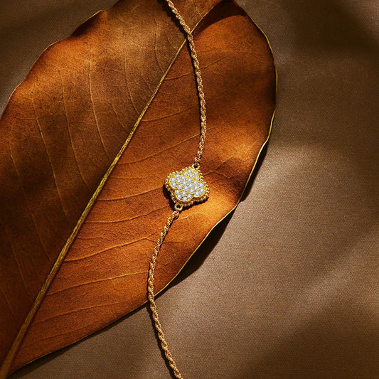 Clover Moissanite|Gold Bracelet