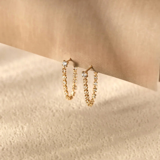 Tassel Drop Stud Earrings |14k Solid Gold