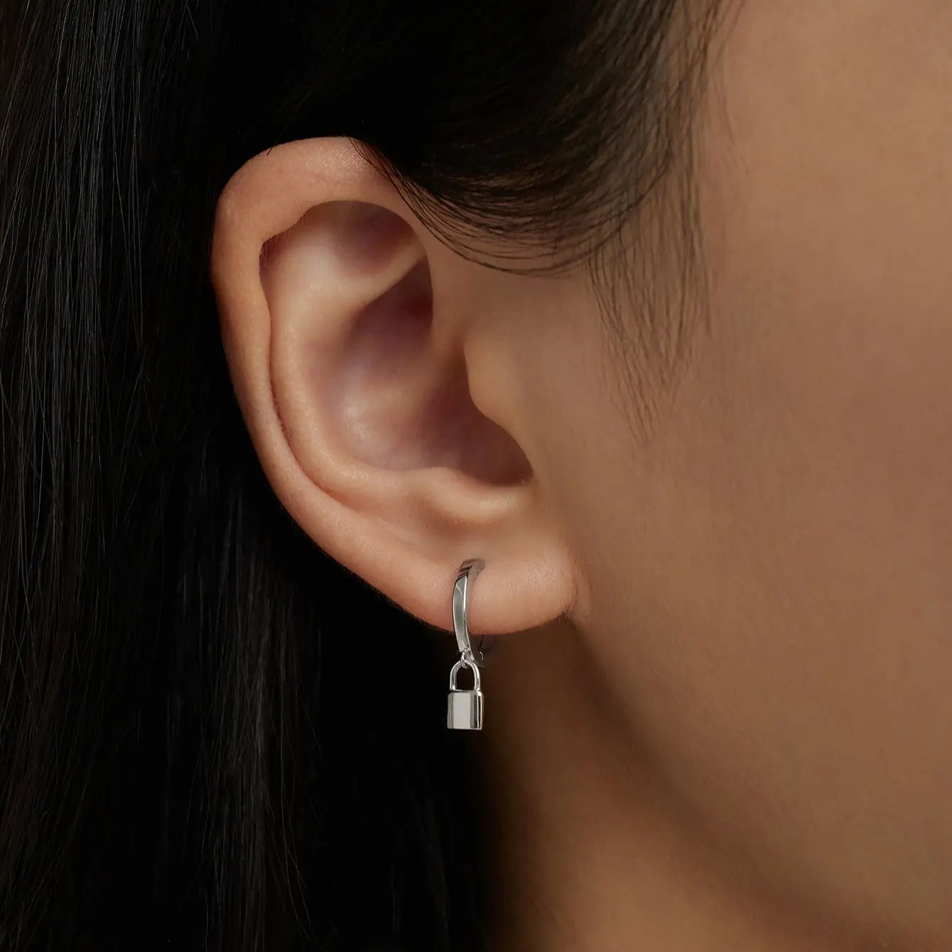 Lock Hoop Earrings |925 Sterling Silver 14k Gold Plated