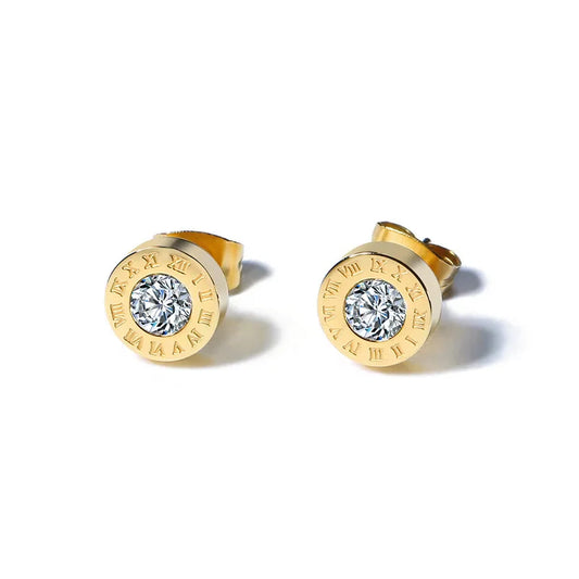 London Times |18k Gold Plated Stud Earrings