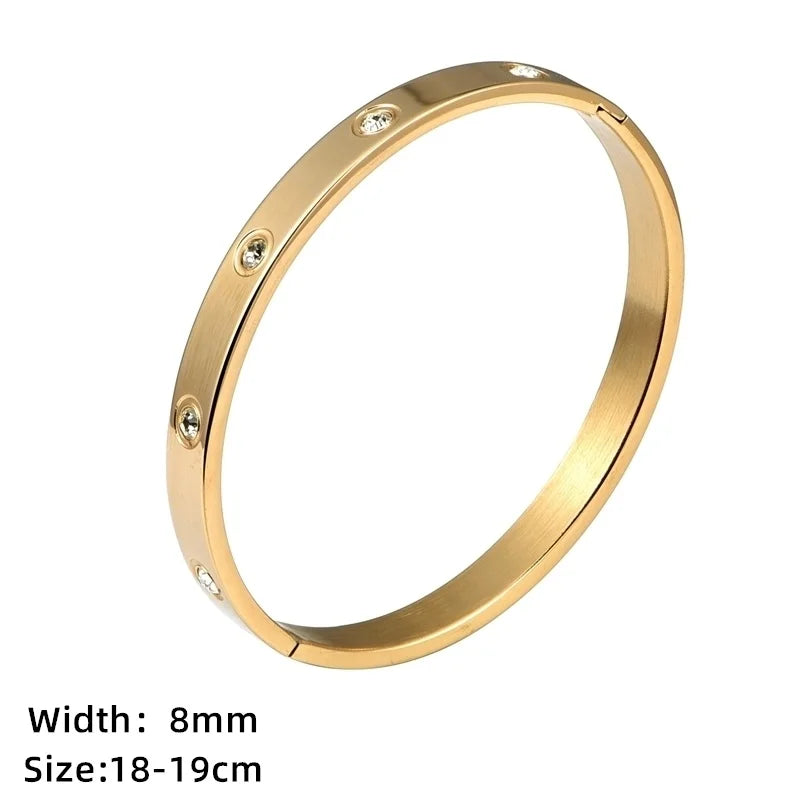 Unisex Silver Rose Roman Numeral 3pcs Luxury Zircon Pave Bangles