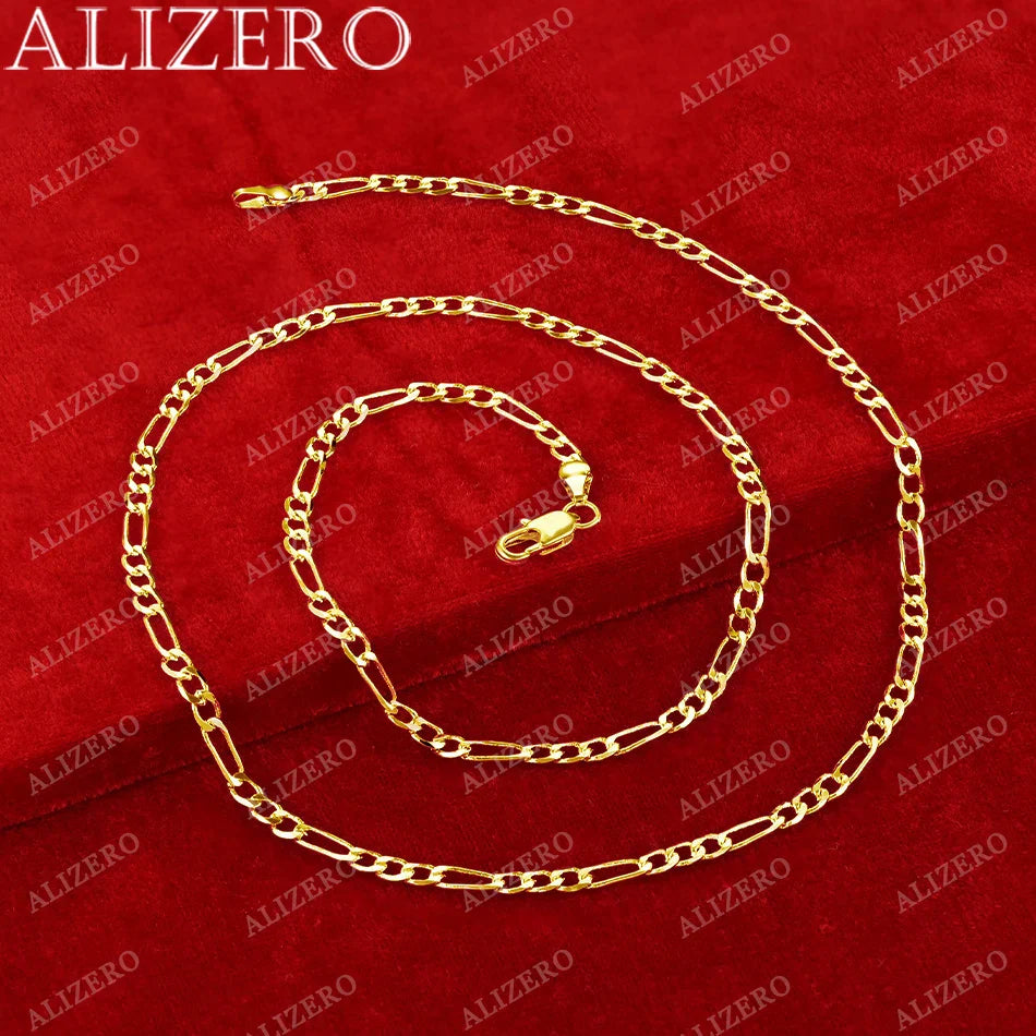 Unisex 18K Gold 4MM Figaro Chain