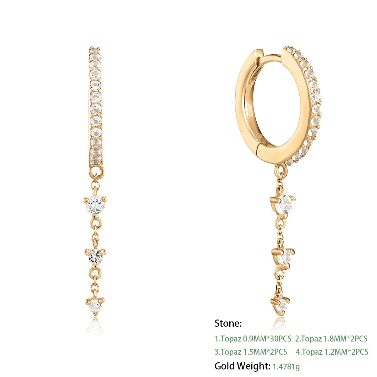 Topaz Tassel Earrings |14k Solid Gold